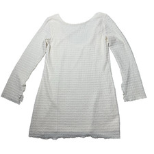 Womens Off White Boho Romantic Festival Mini Dress Scoop Back Bell Sleeve XL