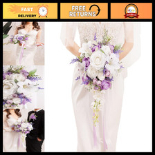Cascading Bridal Bouquet - Lilac Purple  White Wedding Flowers for Bride  Brid