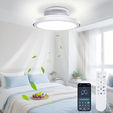 Bladeless 18" Ceiling Fan with Light, Remote/App Control, 6 Speeds, Dimmable
