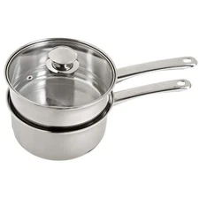 Stainless Steel Double Boiler with Lid 3-PCS 2.5 Qt Rust Resistant EZ Cleaning