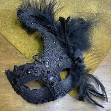 Masquerade Mask Brocade Lace Feather Burlesque Mardi Gras Birthday Prom Wedding