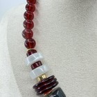 Monet Geometric Beads 1980s Wine Red Smokey Gray Lucite Necklace Statement 15” — photo 4