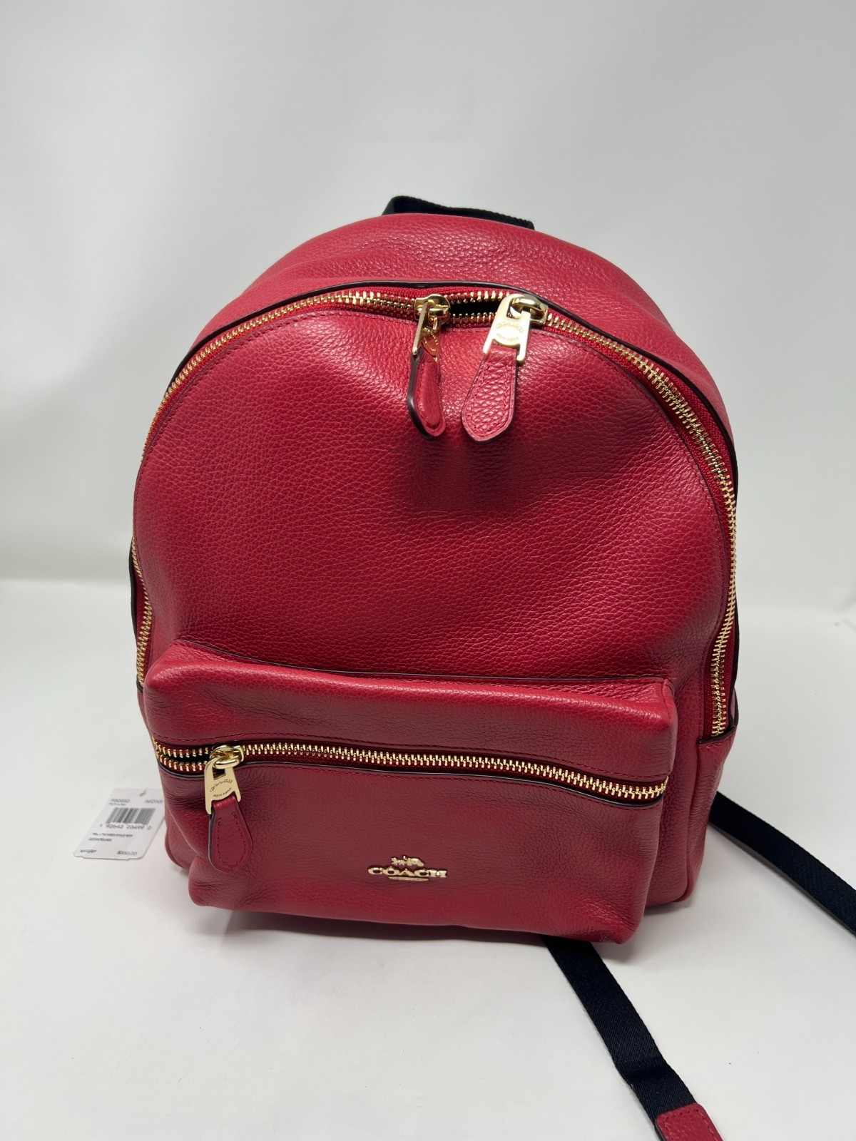 NWT Coach Charlie Medium Pebble Leather Backpack in True Red MSRP 350