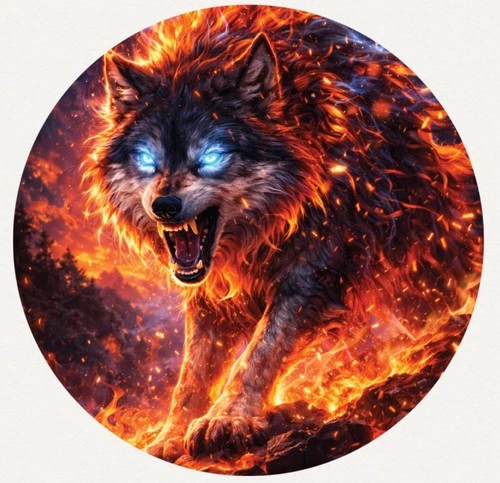 Hayleybug 1/2 oz Volcanic Hunter Wolf silver round w/ COA POP 15