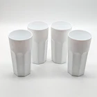 IKEA Pokal White Milk Glass Set of 4 Glasses 8oz Tumbler Highball 5 1/8"H VTG