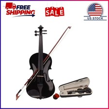 Alvantor 4/4 Full Size Acoustic Violin Set - Black with Hard Case, Bow, Rosin
