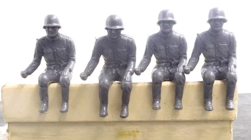 Marx 54mm WWII German Sitting for Motorcycle Sidecar Reissue, Set of Four