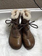 Vintage UGG Australia Leather Shearling Lace Up Boots Sheep Skin Inside