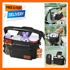 Stroller Organizer with Cup Holder Non Slip Baby Essentials Storage Bag for Most
