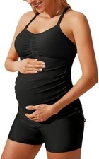 Maacie Maternity Tankini XXL 3 Piece Set Pregnancy Swimwear Boyshorts