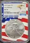 2025 Silver Eagle NGC MS70 USA Flag Core & Eagle Label