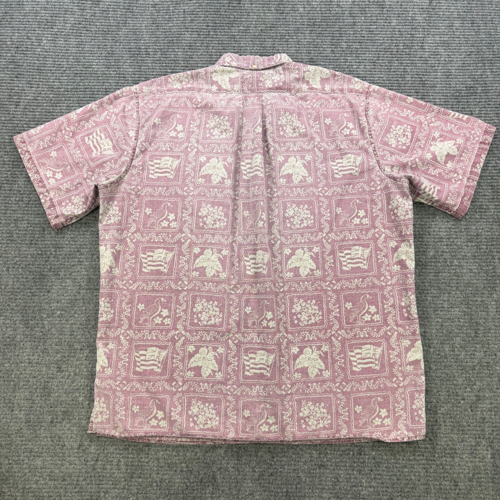 Reyn Spooner Mens XL Purple Hawaiian Flag Nene Goose Reverse Print Shirt USA image 3
