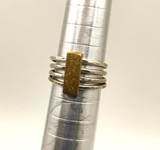 Silpada Agility Ring 925 Sterling Silver Two Tone Brass Bar Size 7.5