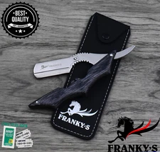 10 BLADES + CLASSIC STAINLESS STEEL STRAIGHT EDGE BARBER RAZOR SALON SHAVETTE