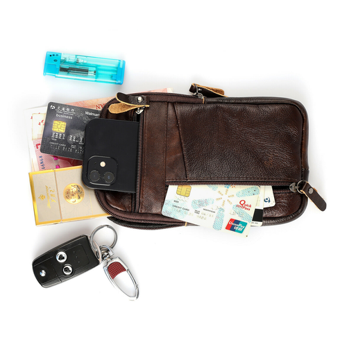 Modische Herren-Handytasche Leder Gürteltasche Schulter Crossbody Hüfttasche Handtasche - Bild 7 von 30