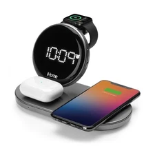 iHome Charging Station with Wireless Chargers for iPhone, Apple Watch, AirPods