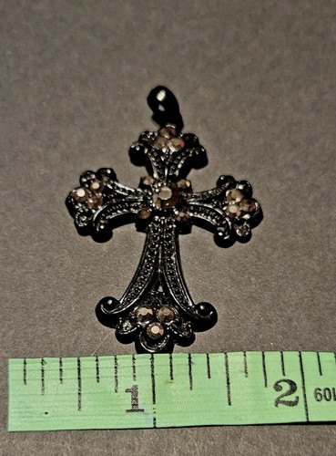 Kreuz Anhänger schwarz mit Strass 21/2" - Bild 4 von 4