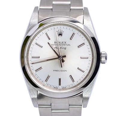 ROLEX AIRKING 14000 WATCH STEEL SILVER DIAL SMOOTH BEZEL OYSTER 