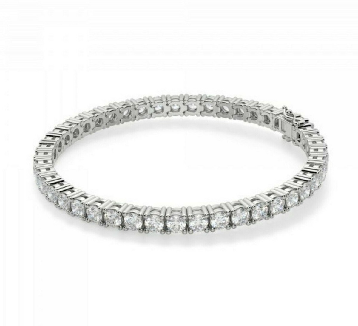 20 Ct Women Men Tennis Bracelet Simulated Diamonds in 14K Wh Gold