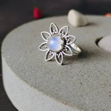 Rainbow Moonstone Ring,925 Sterling Silver,Bohemian Ring,Gift,All Sizes 3 to 14
