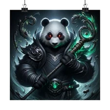 Matte Square Poster Wall Art Panda Villain Artwork Evil Guardian Animal Fantasy