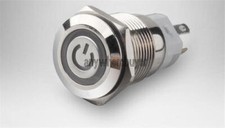 1PC BLUE Led Lighted Push Button 16mm 12V Metal ON-OFF Switch