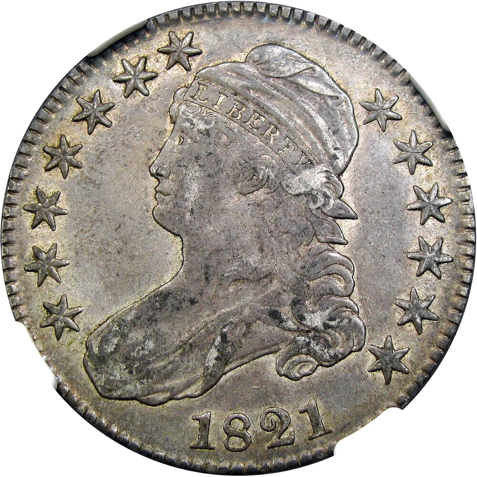1821 50C NGC / CAC AU50 O104 CAPPED BUST BEAUTIFUL ORIGINAL SURFACES