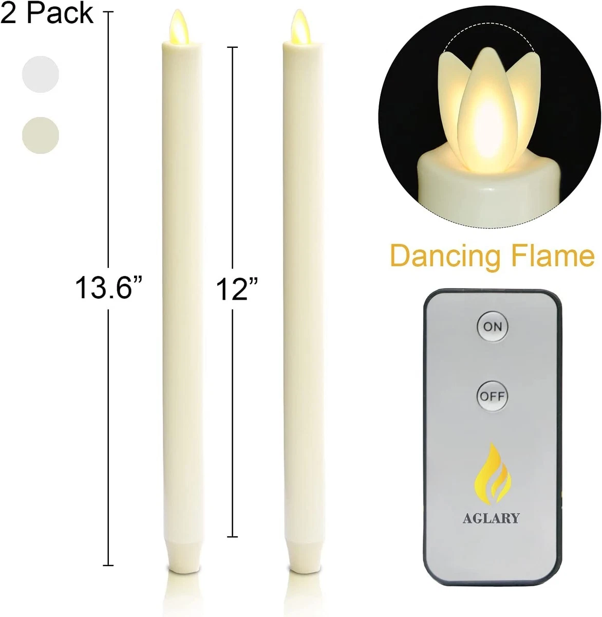 12inch Flameless Taper Candles with Remote and Timer Battery Operated Candles
