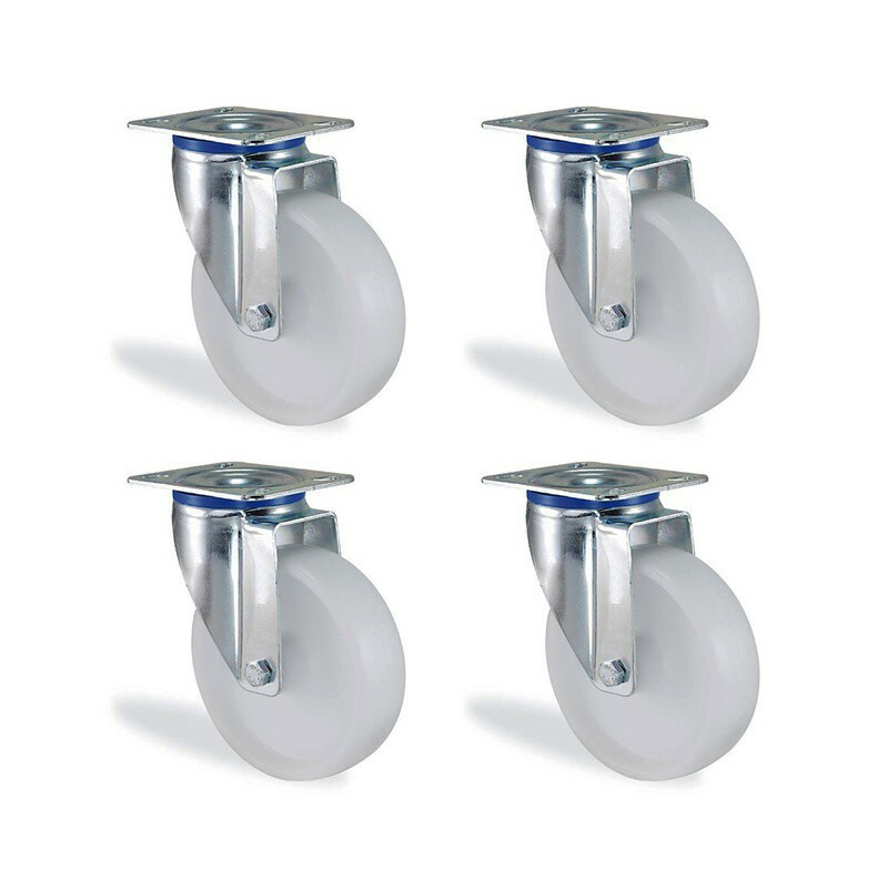 Roulettes anti écrasement 200mm polypropylène blanc pour déplacer lourdes charges 840kg