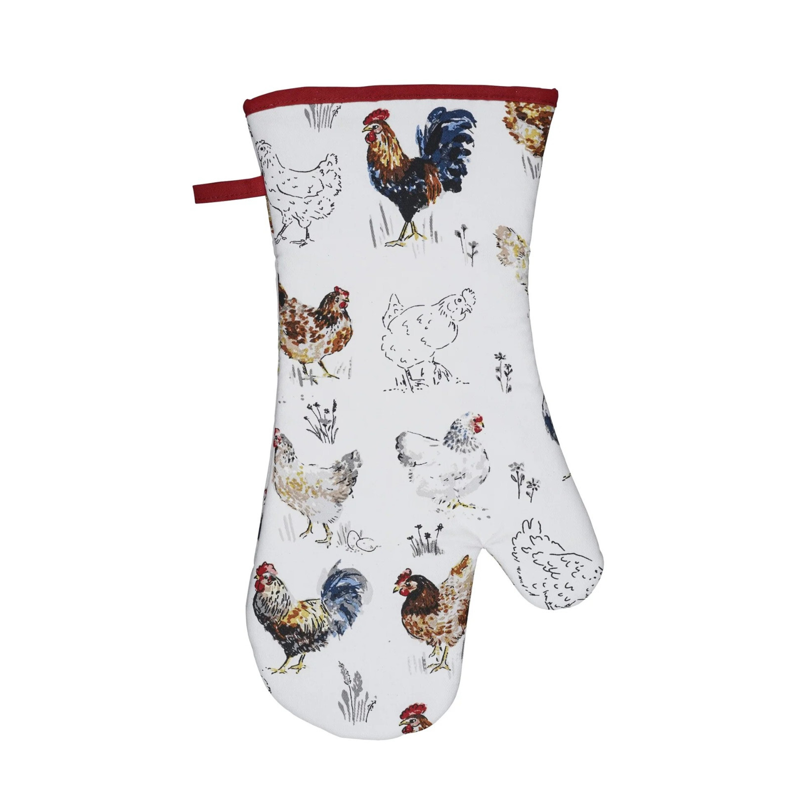 FARM BIRDS GAUNTLET chickens oven glove oven mitt ovenglove hen cockerel chicken