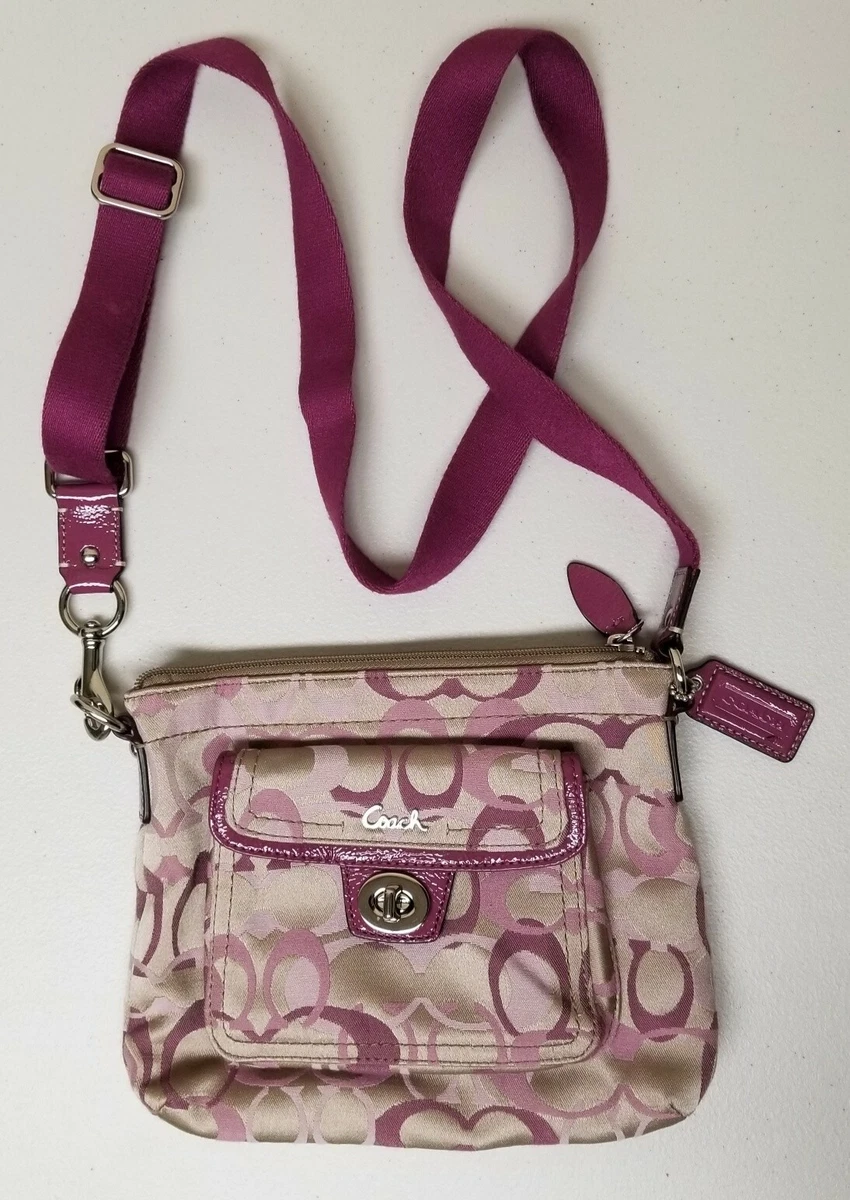 Authentic COACH 45670 C s Multicolor Turnlock Swingpack Bag w Purple Strap