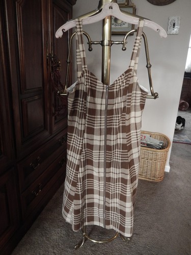 SHEIN CURVE Brown Plaid Sleeveless Short Flared Jumper Dress Size 1X