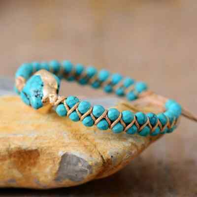 2025HOT Natural Turquoise Raw Stone Emotional Healing Energy Bracelet Reiki Gift