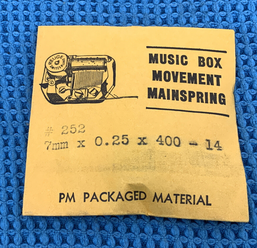 252 Music Box Movement Mainspring (7mm X 0.25 X 400) PM NOS (329