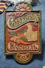 Vintage Collectors Casseroles Sign Kitchen Advertising 1970s Recipe Decor Ad