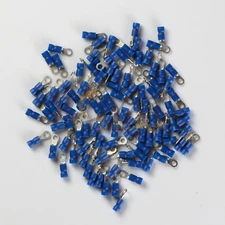 (100) #6 Blue 16-14 GA AWG Gauge Vinyl Ring Terminal Connector Crimp Wire Power