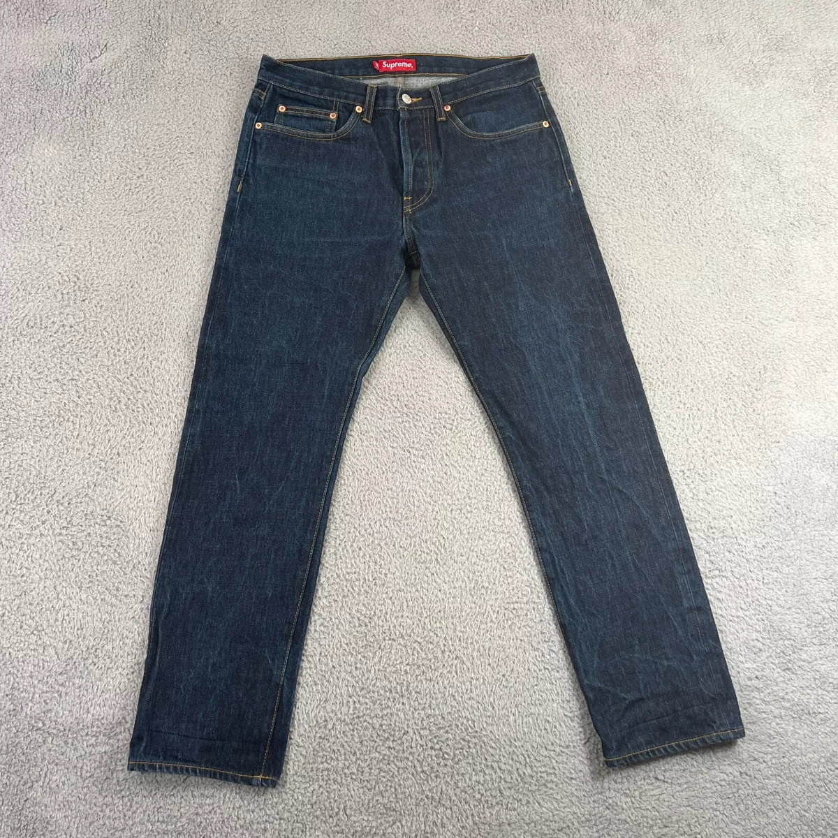Supreme Jeans Mens 32 Slim NYC Blue Raw Selvedge Denim Streetwear Skate