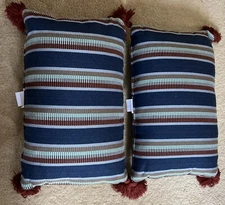 Frontgate  Nicola Zippered  Tassels Striped Sofa Pillows (pair)