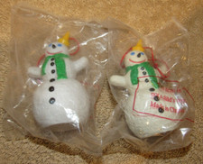 Lot of 2 Jack in the Box Character Snowman Christmas Ornaments
