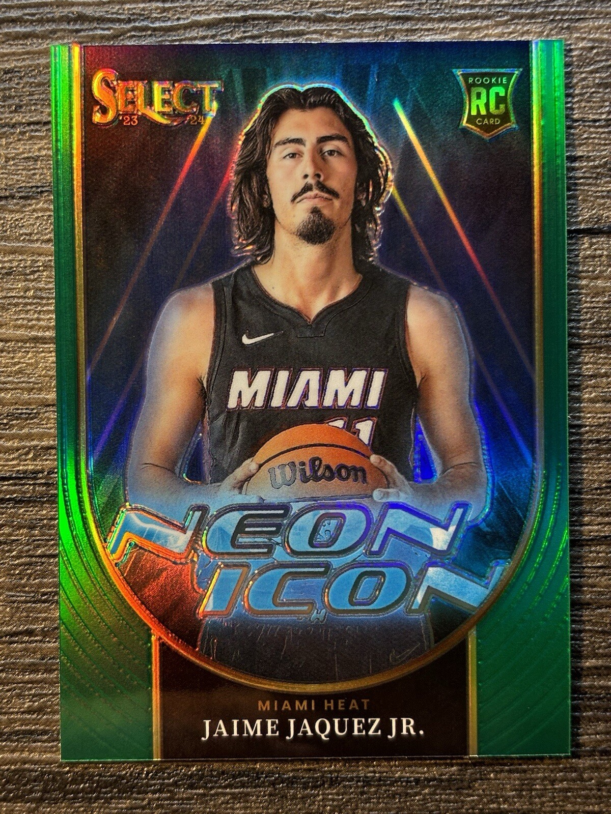 2023-24 PANINI SELECT JAIME JAQUEZ JR. NEON ICON GREEN PRIZM ROOKIE RC  HEAT