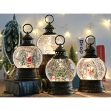 Christmas Snow Globe Lantern Tree Ornament Decoration Snowman Xmas LED Light Up