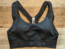 PINK Victoria's Secret Black Logo XS Seamless Light Lined Racerback Sport Bra VS