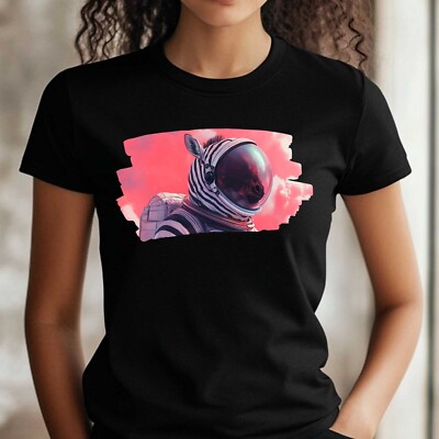 Women Zebra Astronaut Print Cotton T-Shirt Size XS to 3XL