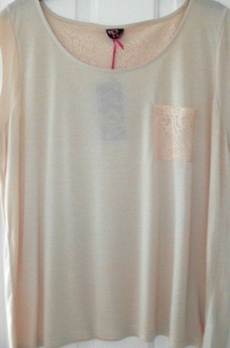 BNWT UK SIZE 20 LACE POCKET SUMMER VEST TOP TEE BY TG COLOUR PEACH CREAM NEW - Picture 3 of 3