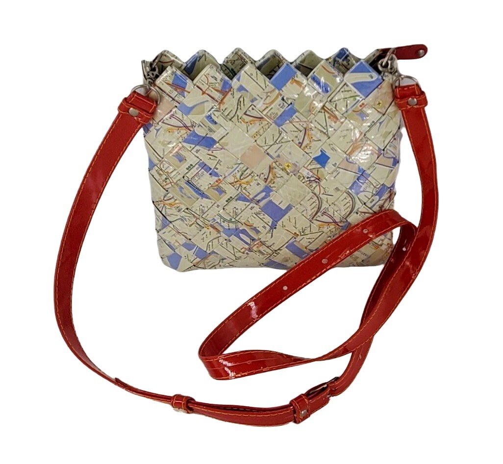 Nahui Ollin Recycled New York City Map Crossbody Shoulder Bag