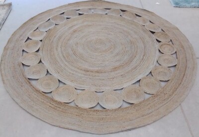 GREY 8' X 8' Round Broken Thread Rug, Reduced Price 1172708567 NF364C-8R