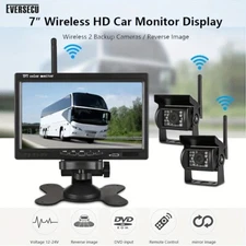 DIY US 2CH Wireless Vehicle Backup Cameras 7" Monitor Parking System RV/Van