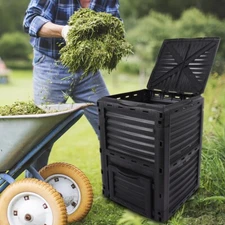 80 Gallon Garden Compost Bin Kitchen Food Waste Composter Bin Black Outdoor