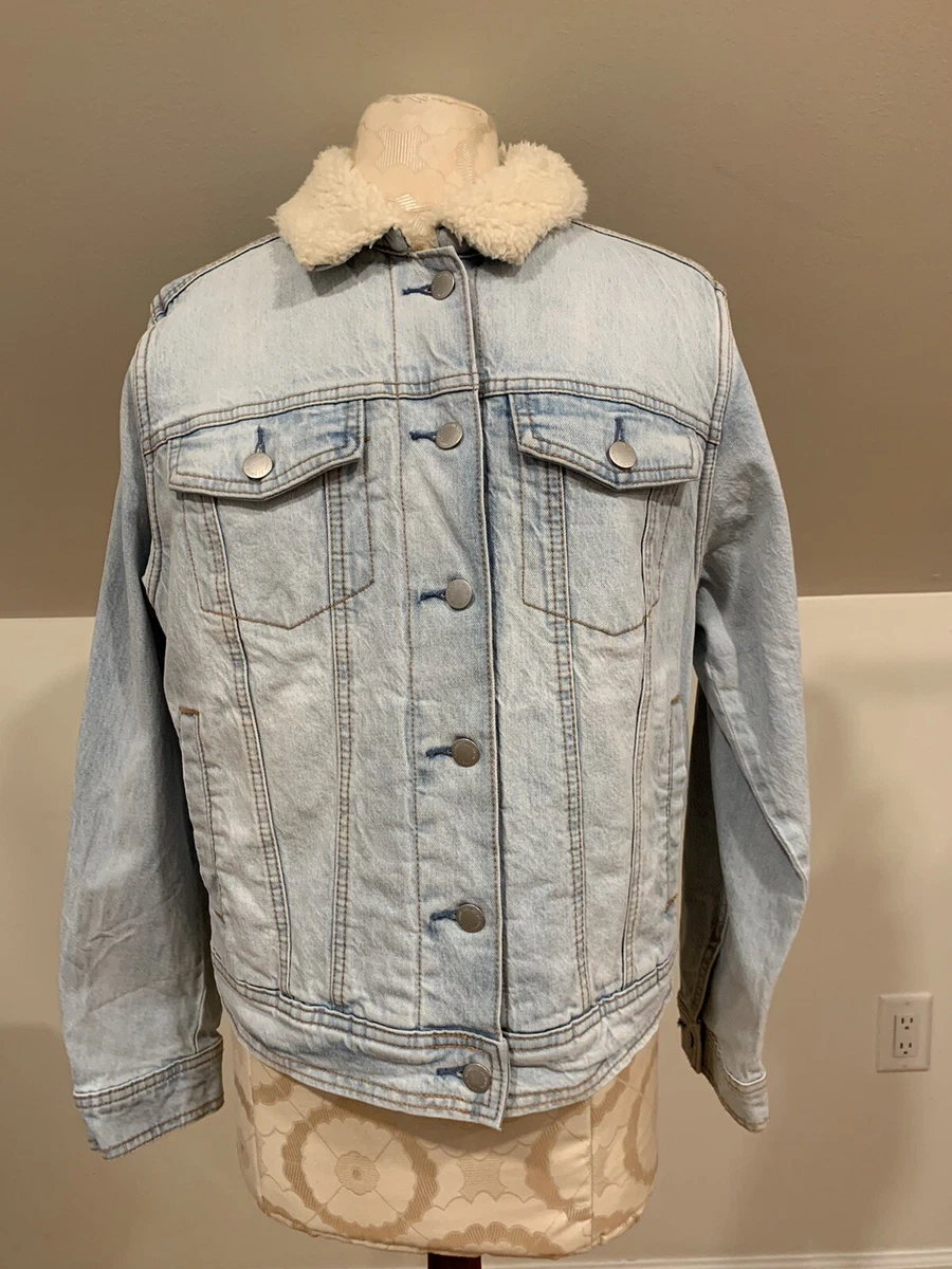 Plus size sherpa lined denim shop jacket