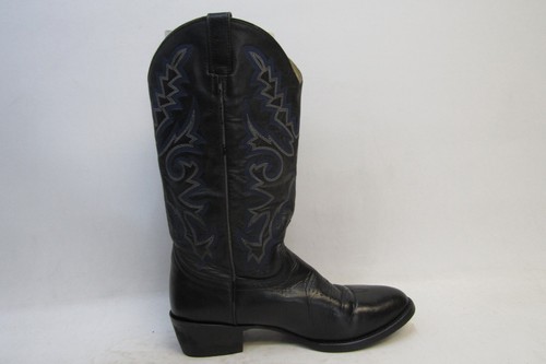 Ferrini Mens Size 10 D Blue Black Leather Cowboy Western Boots - Picture 4 of 11